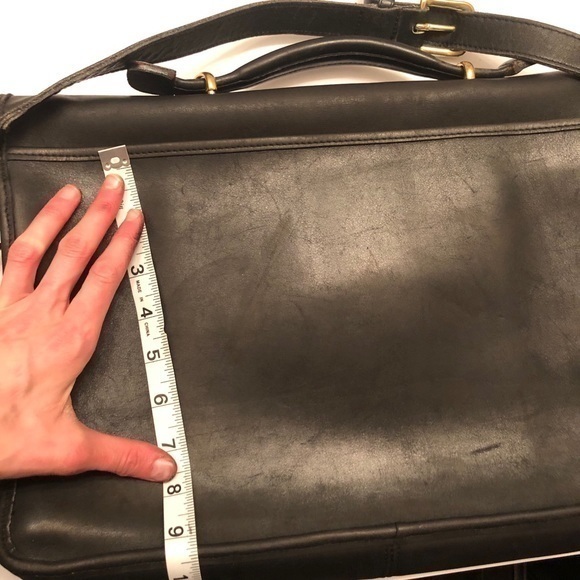 Coach vintage black leather briefcase laptop bag - Picture 3 of 16